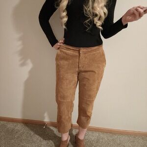 Express Suede Camel Cropped Pants